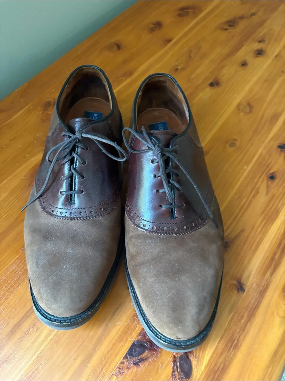 Bostonian Two-Tone Brown Suede and Leather Men's Oxfords Mens 10.5 M